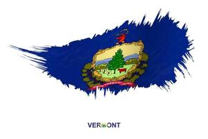 Flag of Vermont state in grunge style with waving effect. vector