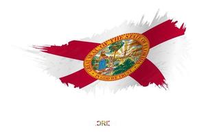 Flag of Florida state in grunge style with waving effect. vector