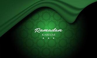 ramadan kareem en diseño de tela verde. vector de plantilla de fondo de texto editable