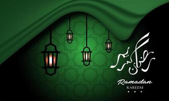 amadan kareem in green cloth design. Simple lantern vector template with Calligraphy style