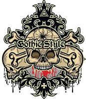 Gothic sign with skull, grunge vintage design t shirts vector