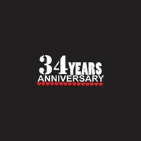34 years anniversary celebration logotype, hand lettering, 34 year sign, greeting card vector