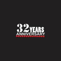 32 years anniversary celebration logotype, hand lettering, 32 year sign, greeting card vector