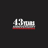 43 years anniversary celebration logotype, hand lettering, 43 year sign, greeting card vector