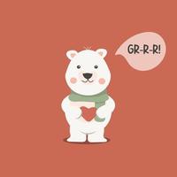 White Bear with Scarf and Heart vector