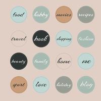 Stories, cover, social media icons highlights in light colors vector