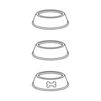 Set of pet bowls in line style. Vector illustration on white background