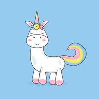 unicornio con cola de arcoiris vector