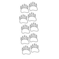 Trail of bear tracks in line style.  Vector illustration