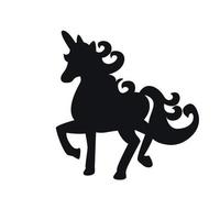 Silhouette black unicorn with curly tail vector
