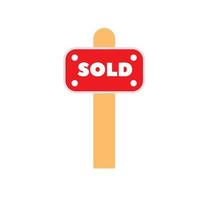 Sold sign for sale. Vector red sign for rent. Vector isolated sign.