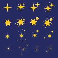 Sparkle the star.  Glitter decoration. Set of yellow glitter icons, star. vector