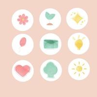 Icons Highlights. Instagram icons. Story highlights covers icons. Abstract design. Watercolor icons. vector