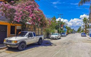 Playa del Carmen Quintana Roo Mexico 2022 Typical street road and cityscape of Playa del Carmen Mexico. photo