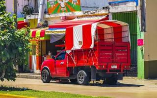 Playa del Carmen Quintana Roo Mexico 2022 Various Mexican trucks transporters vans delivery cars in Mexico. photo