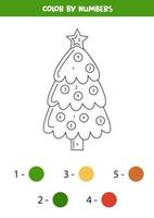 Color Christmas tree by numbers. Worksheet for kids. vector