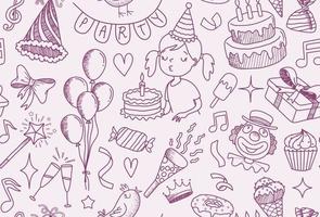 Happy birthday hand drawn seamless pattern. vector