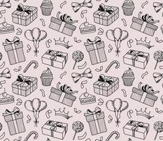 cute doodle gift seamless pattern. vector