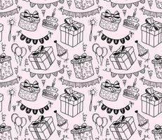 cute doodle gift seamless pattern. vector