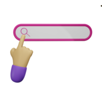 hand pointing search button 3d illustration, perfect to use as an additional element in your template, poster and banner designs png