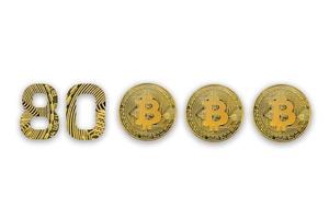 80000 bitcoin exchange rate, isolated. Crypto currency style for design. photo