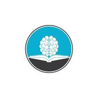 Book brain logo design. Educational and institutional logo design. Book and brain combination logo concept vector