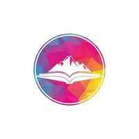 diseño de logotipo vectorial de libro de montaña. símbolo o icono de la naturaleza y la librería. vector