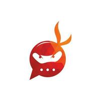 Ninja Chat Logo Design Template. Ninja talk logo design icon. vector