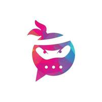 Ninja Chat Logo Design Template. Ninja talk logo design icon. vector