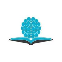 diseño del logotipo del cerebro del libro. diseño de logotipo educativo e institucional. concepto de logotipo de combinación de libro y cerebro vector