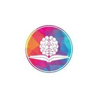 Book brain logo design. Educational and institutional logo design. Book and brain combination logo concept vector