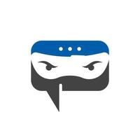 Ninja Chat Logo Design Template. Ninja talk logo design icon. vector