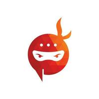 Ninja Chat Logo Design Template. Ninja talk logo design icon. vector