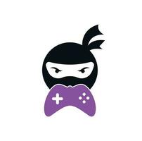 diseño del logotipo del juego ninja. Vectores de stock de imágenes de logotipos de juegos ninja. icono de diseño de logotipo de game-pad ninja