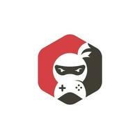 diseño del logotipo del juego ninja. Vectores de stock de imágenes de logotipos de juegos ninja. icono de diseño de logotipo de game-pad ninja