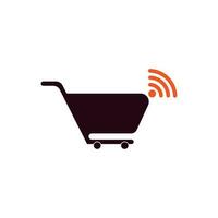 Wifi and cart logo design. Online Shop Logo designs Template. Shopping cart and wifi icon combination logo design concept vector