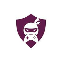 diseño del logotipo del juego ninja. Vectores de stock de imágenes de logotipos de juegos ninja. icono de diseño de logotipo de game-pad ninja