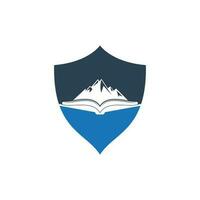 Mountain book vector logo design. Nature and bookstore symbol or icon.