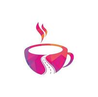 Road coffee logo design vector illustration.