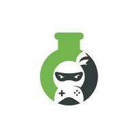 Diseño de logotipo de concepto de forma de laboratorio de juegos ninja. Vectores de stock de imágenes de logotipos de juegos ninja. icono de diseño de logotipo de game-pad ninja