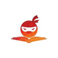 Ninja book logo design template. Book ninja logo vector icon