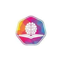 Book brain logo design. Educational and institutional logo design. Book and brain combination logo concept vector