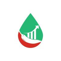 diseño de logotipo de concepto de forma de gota de finanzas de chile. plantilla de vector de diseño de logotipo de chili de estadísticas. icono de símbolo de chile rojo