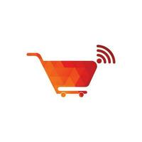 Wifi and cart logo design. Online Shop Logo designs Template. Shopping cart and wifi icon combination logo design concept vector