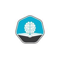 diseño del logotipo del cerebro del libro. diseño de logotipo educativo e institucional. concepto de logotipo de combinación de libro y cerebro vector