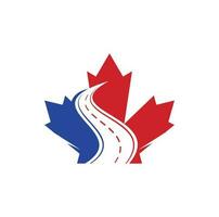 Maple leaf road logo. Maple leaf emblem vector. Canada sign logo vector