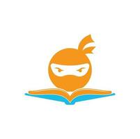 plantilla de diseño del logotipo del libro ninja. libro ninja logo vector icono