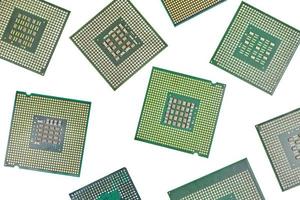 Bunch of CPU, central processor units, isolated background photo