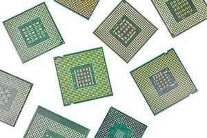 Bunch of CPU, central processor units, isolated background photo