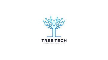 tech tree electrical circuit digital logo vector icon